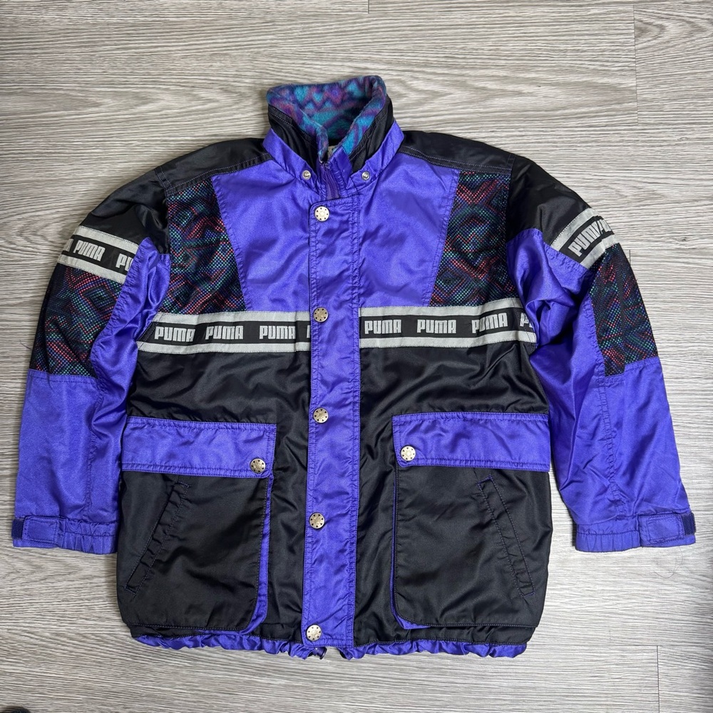 Vintage 90s Puma  Jacket  Women’s Color Block Fleece Lined 90s Sz Medium